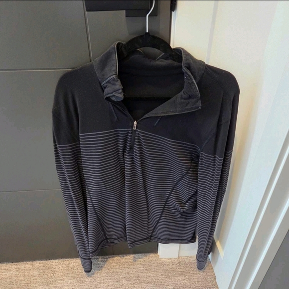 Lululemon Sweat Session 1/2 Zip Ombre Stripe Black Coal - Picture 2 of 5